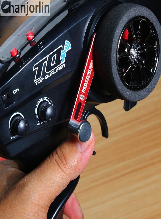 Chanjorlin 1/10 RC Crawler Car TRX-4 Aluminum Transmitter Steering Wheel Trigger One-Handed Control Adapter Upgrade Parts for 1:10 Scale Crawler Car Traxxas TQi Transmitter TRX4 TRX6 TRX-4M (Red) - Image 5
